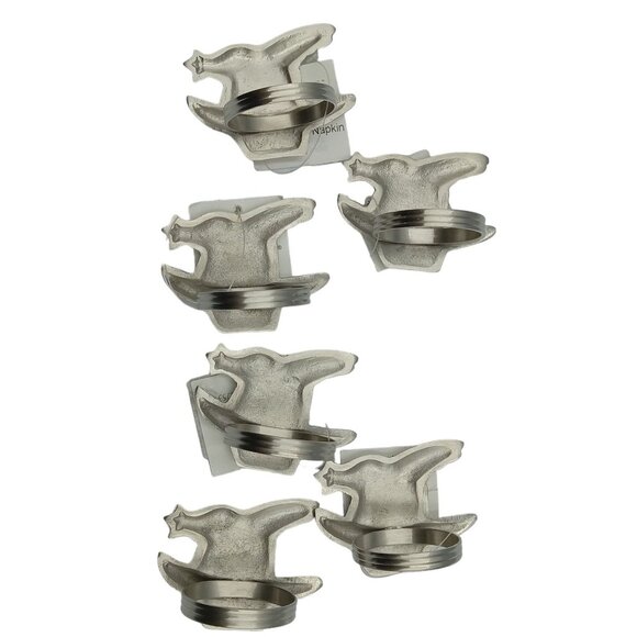 Cowboy Hat & Boots Napkin Rings Silver Tone Metal Western Table Decor Set Of 6 - Picture 5 of 8